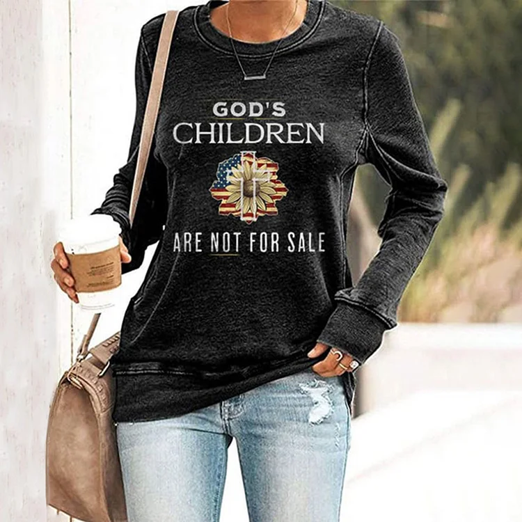 VChics God's Children Are Not For Sale Print Long-Sleeved Sweatshirt