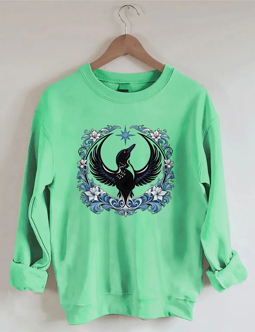 Floral Minnesota Loon Bird Sweatshirt