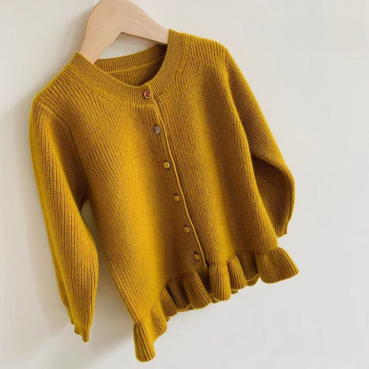Ruffled Hem Kid's Cashmere Cardigan REAL SILK LIFE