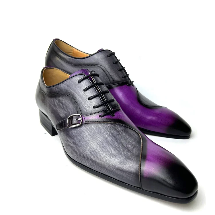 Men's Genuine Leather Fashion Patchwork Oxford Shoes