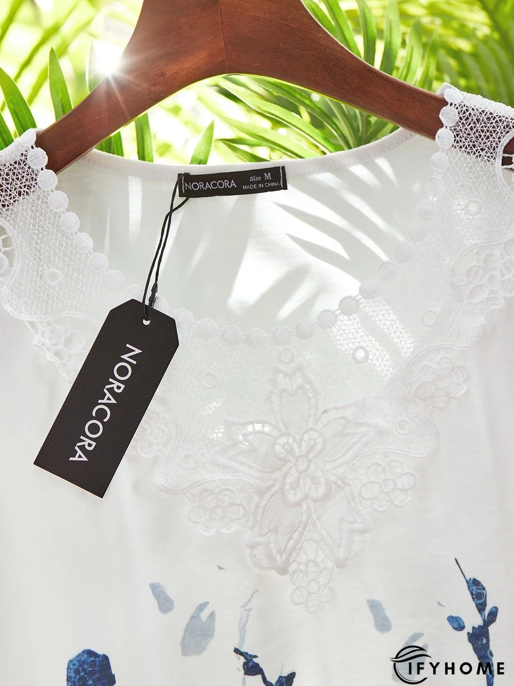 Floral Lace Crew Neck Short Sleeve Casual T-Shirt | IFYHOME