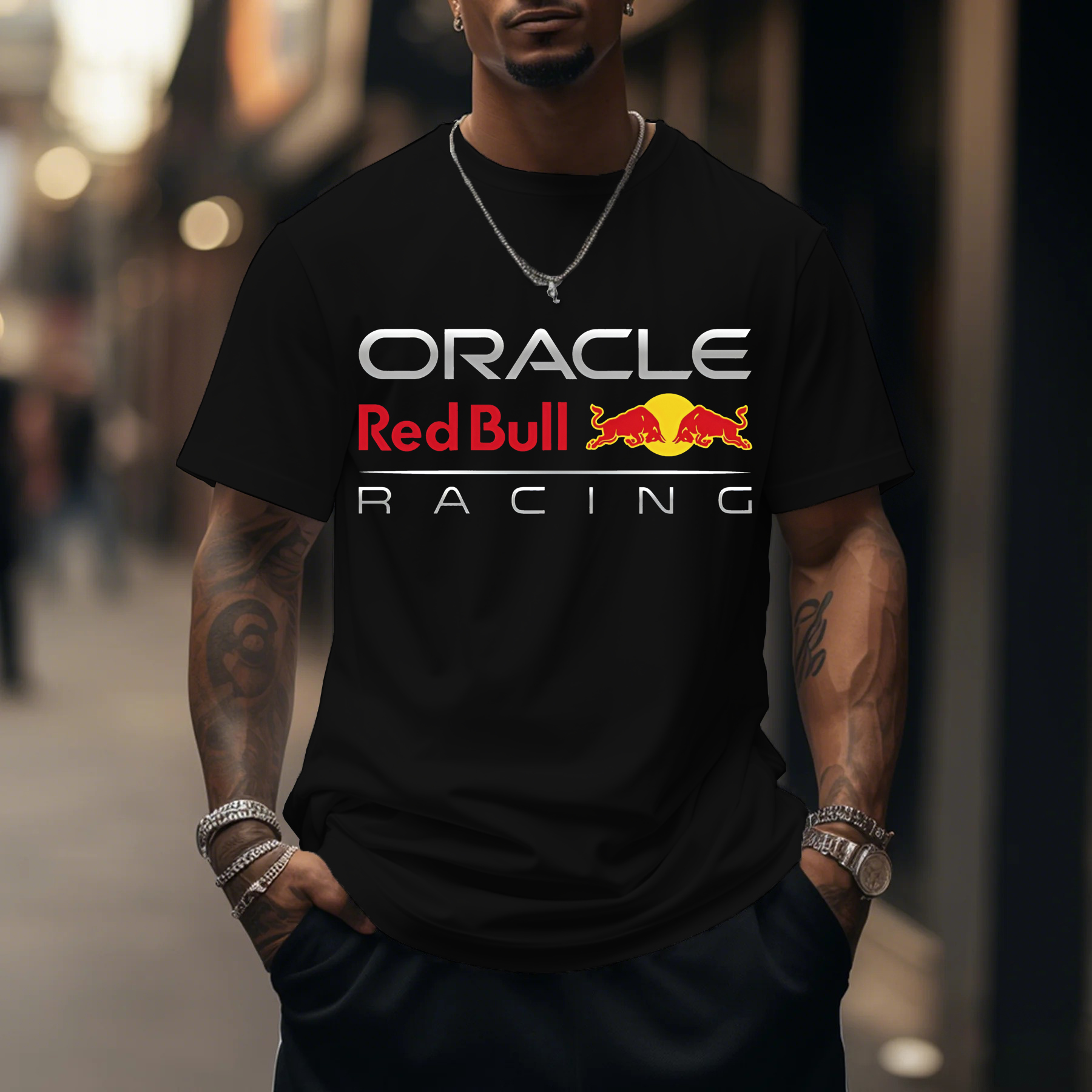 Unisex Loose Fit Racing Team Print T-Shirt
