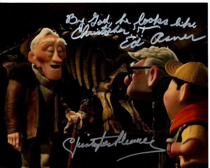 Ed asner and christopher plummer signed autograph disney up Photo Poster painting great content