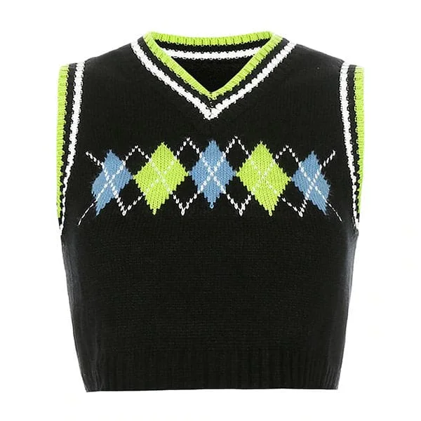 Black Argyle Vest