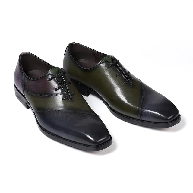 Genuine Leather Mixed Colors Design Oxfords Men Shoes