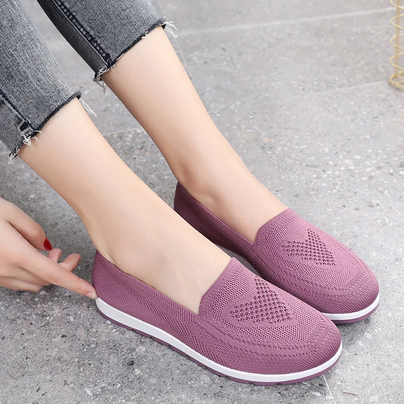 women's summer sneakers slip on flat shoes Women's Casual Loafers walking shoes Female Outdoor Mesh Soft Bottom Sports Shoes Aiertu
