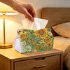 (24cm)Sunflower Butterfly 24cm DIY Diamond Painting Rhinestones Decorative Tissue Box Reusable Crystal Mosaic PU Tissue Holder for Home Car Desk Decoration Craft