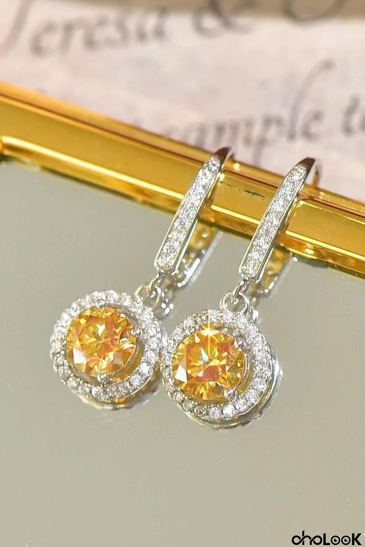 18K Platinum-Plated Moissanite Drop Earrings