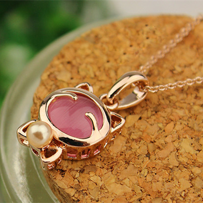 Final Stock! White/Pink Kitty Opal Necklace Ring SP1812287