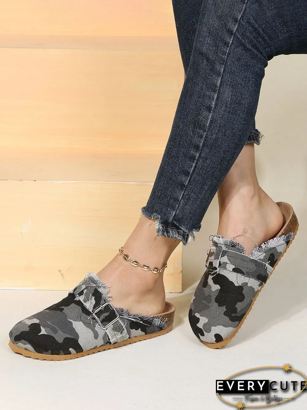 Camo Print Canvas Adjustable Buckle Slides
