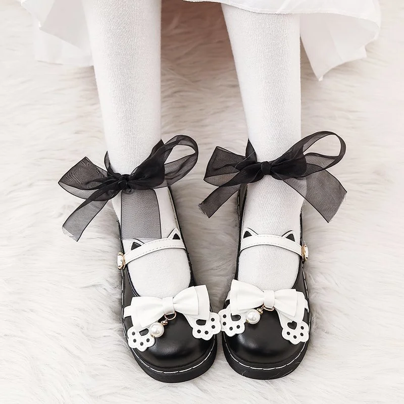 Qengg Lolita shoes kids 2022 new autumn Lolita shoes bow flat bottom uniform JK shoes cute