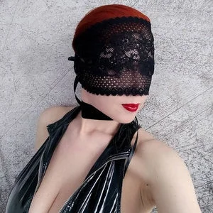 pornhint Pornhint Black lace Blindfold Mask, Halloween Mask, BDSM Mask, Dominatrix Mask, Adult Mask, Roleplay Mask, Fetish Mask, Kinky fun Mask, Masquerade
