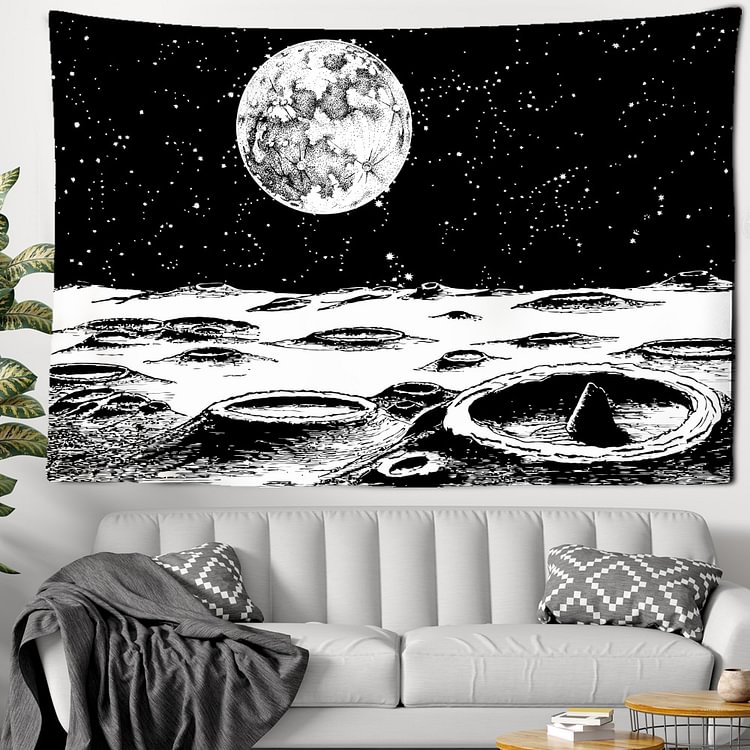 Black And White Moon Tapestry Bohemian Decoration Wall Hanging Bedroom Psychedelic Scene Starlight Art Home Decor Beach Towel