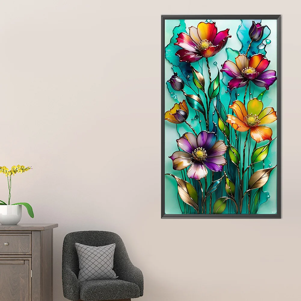 Partial AB Diamond Painting - Full Round Drill - Glass Flower(Canvas|45*75cm)