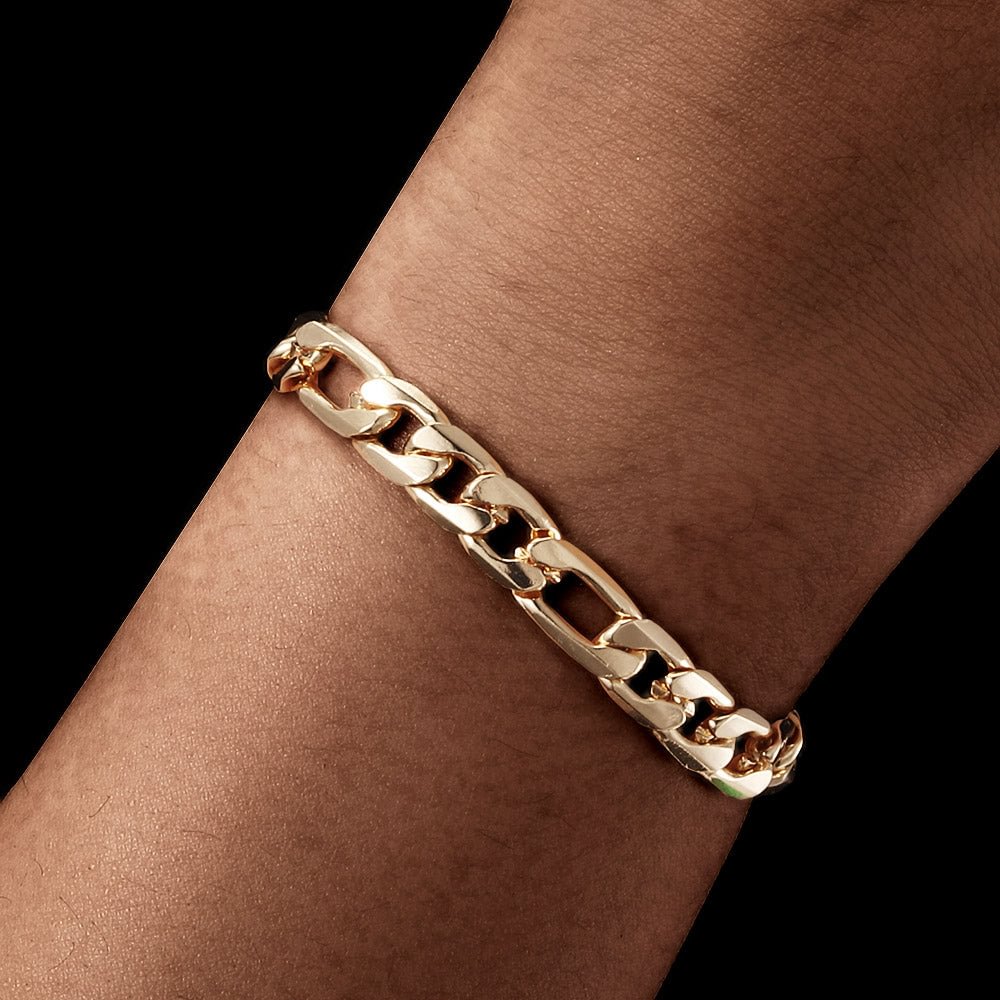 7/8/12mm 14K Gold Figaro Bracelet