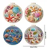 4pcs Seashells Conch Starfish-Long Stitch DIY Stamped Embroidery Kit 30x30cm with 20cm Embroidery Hoop tapestrymarket