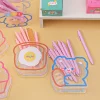 Cute Transparent Cartoon Printed Acrylic Pens Container Blushes Stationery Student Table Organizer 