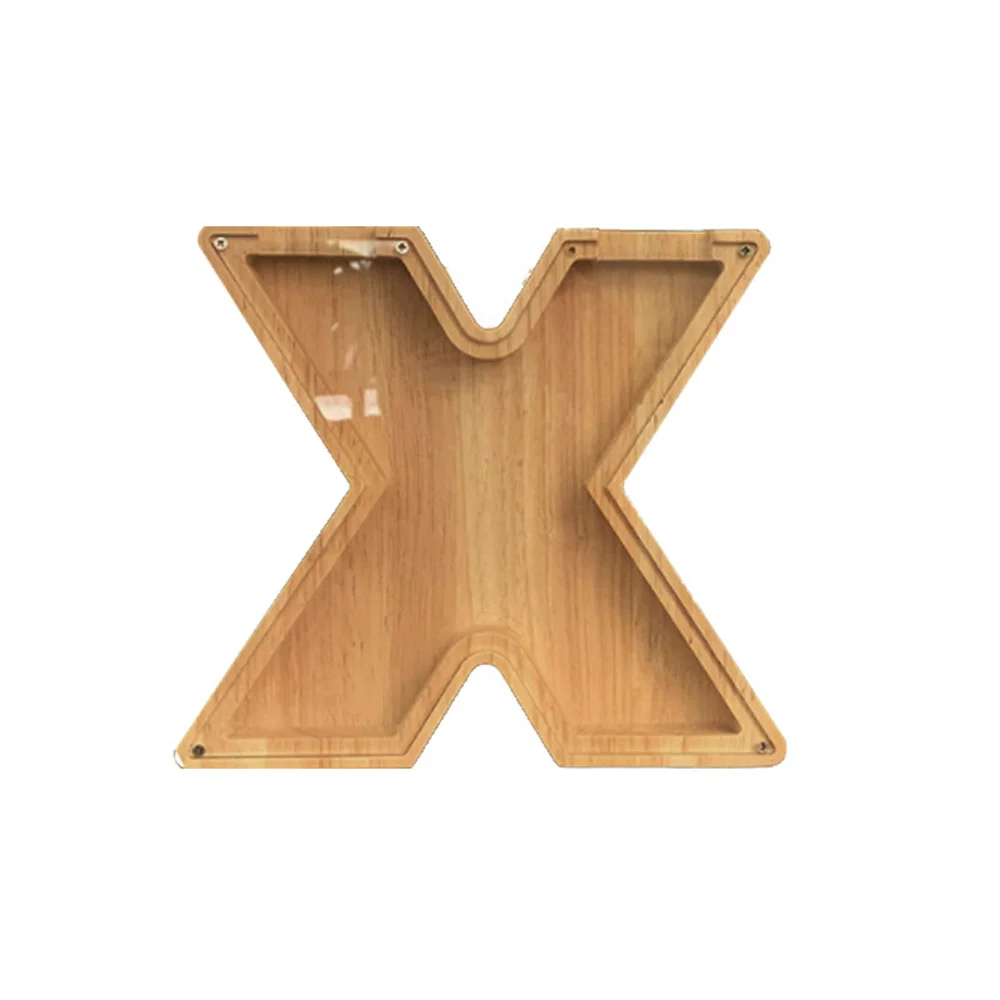 Purexcellent&trade; Wooden creative English letters transparent money jar