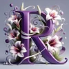 Diamond Painting -DIY Round Drill Lily Letters R(40x40cm)