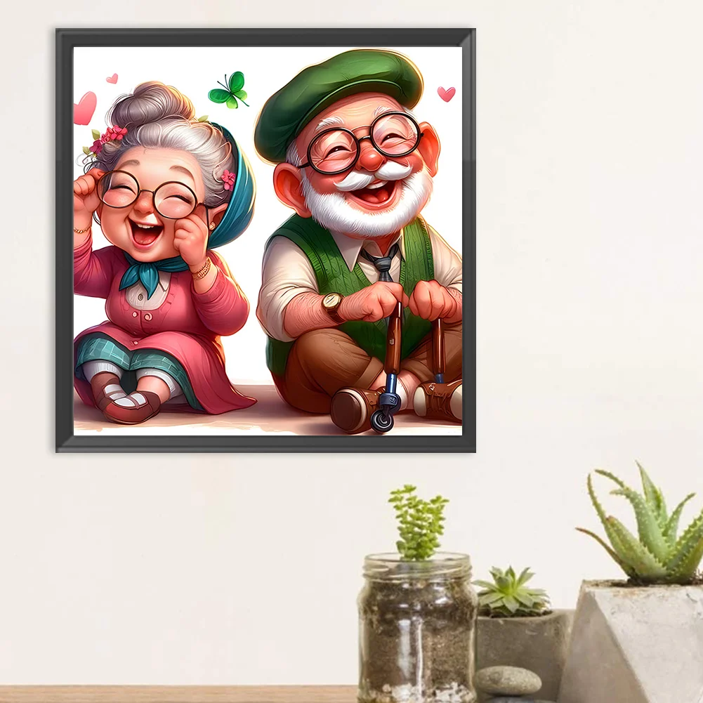 Diamond Painting - Full Round Drill - Old Couple(Canvas|30*30cm)