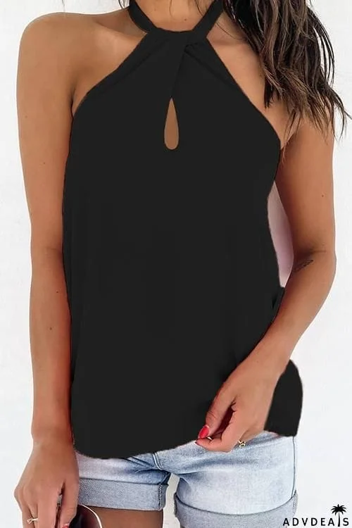 Solid Halter Neck Blouse