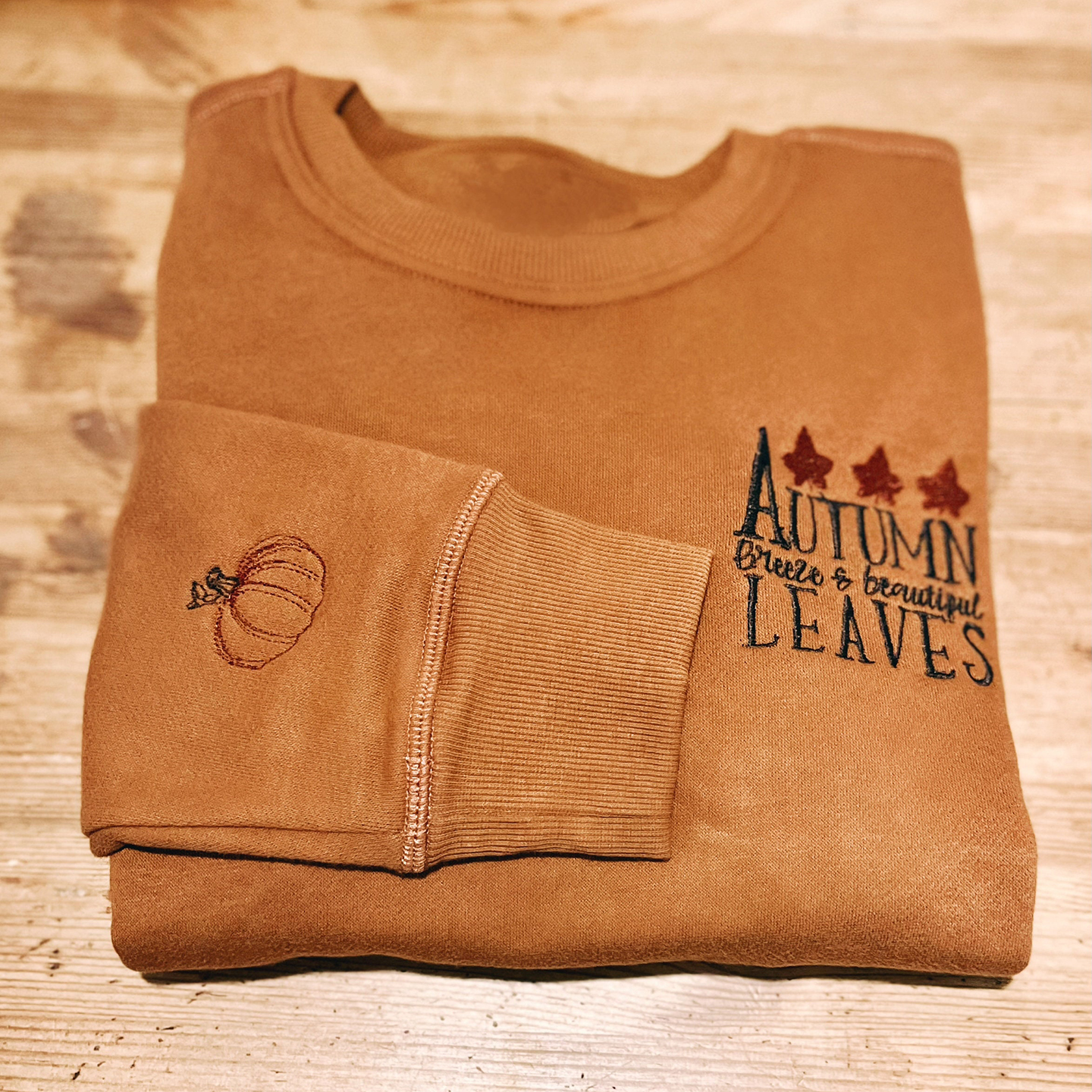 Fall Autumn Leaves Pumpkin Embroidery Art Women's Sweatshirt artswardrobe