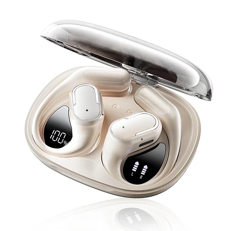Qiiaoo T5 Open Ear Wireless Bluetooth Earphones, 80Hrs Playtime, Earbuds with Ear Hooks, Waterproof Bluetooth 5.4 Headphones with Mic, Sport Headset for Cycling, Running and Workouts