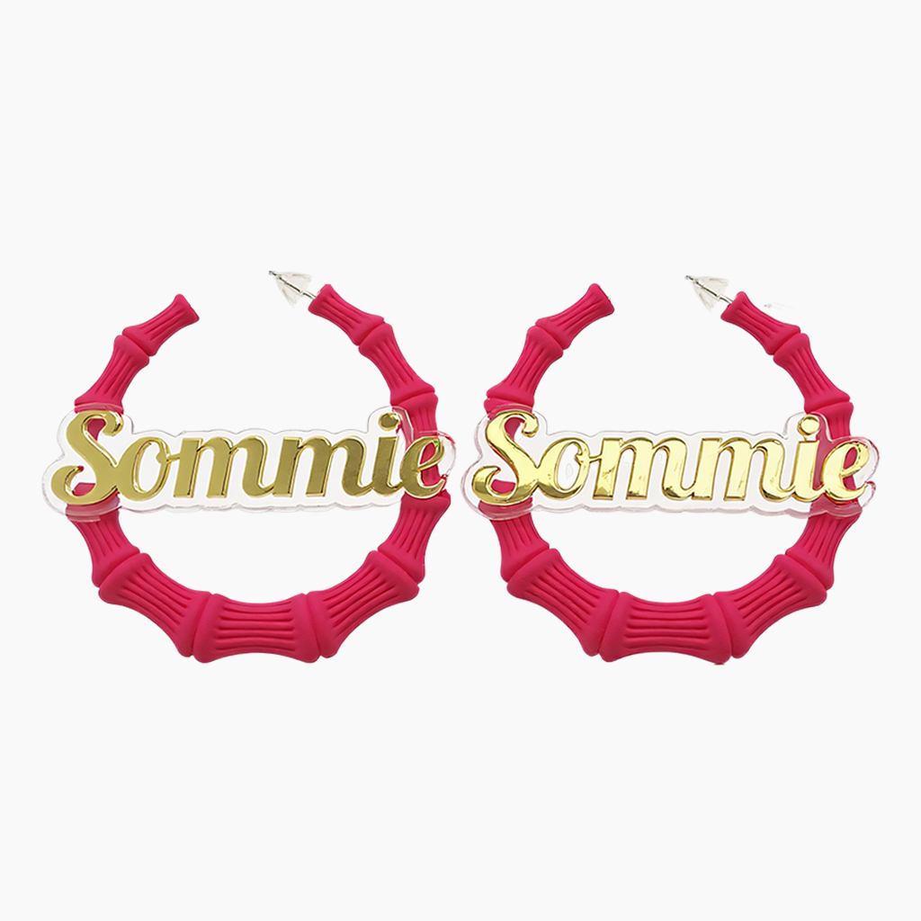Bamboo Custom Red Earrings