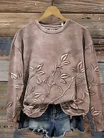 Women's Retro Floral Art Print Casual Sweatshirt