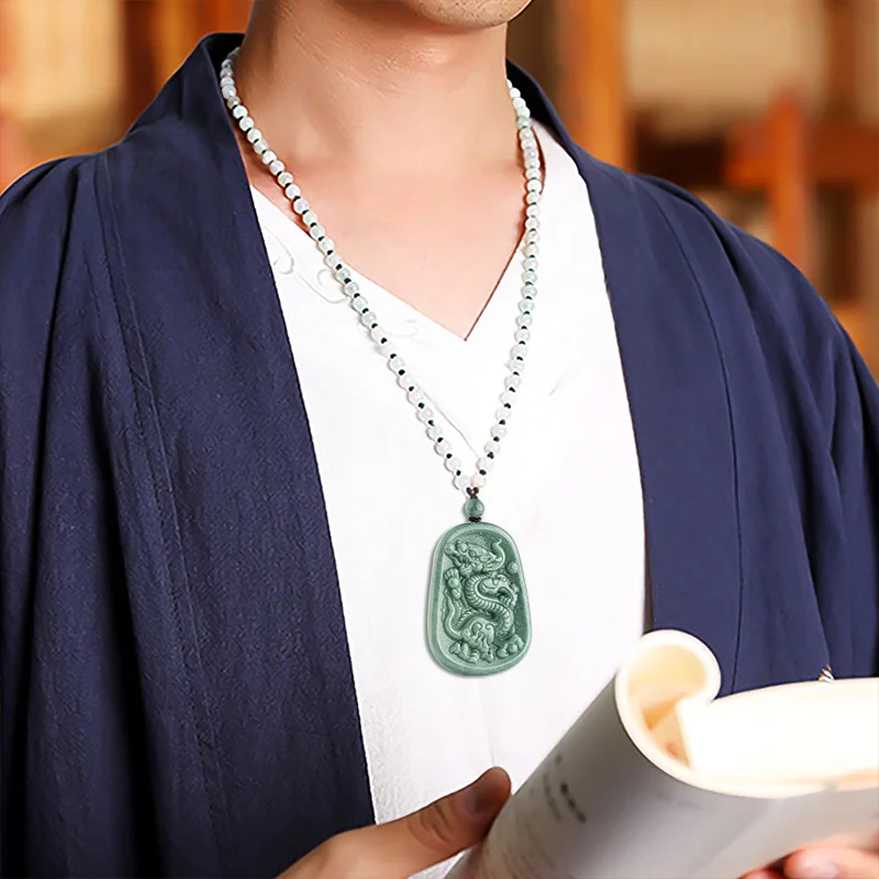 Majestic Jade Dragon Pendant Necklace - Soaring in Elegance and Symbolism