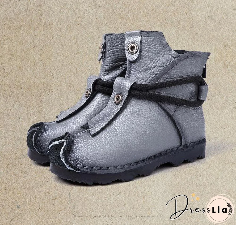 Women Genuine Leather High Quality Fashion Short Flats Ankle Boots