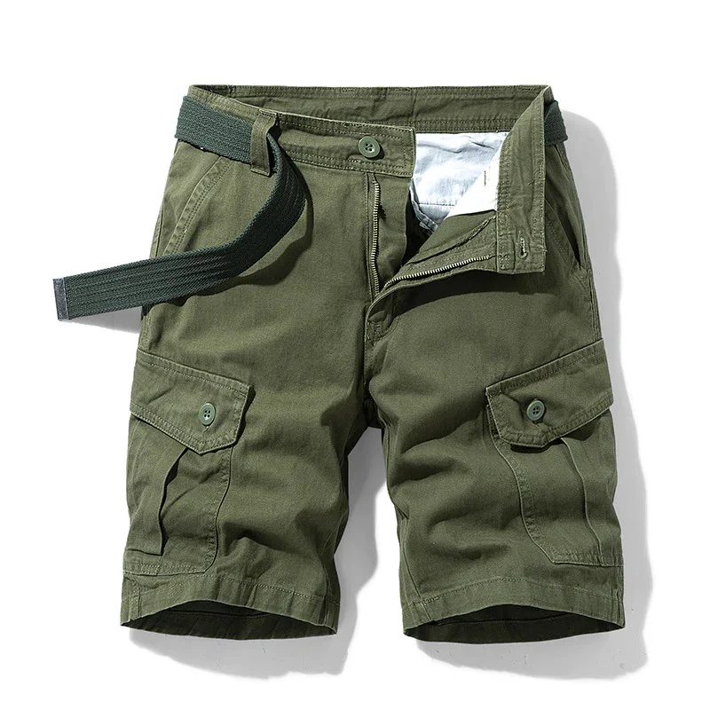 Men's Cargo Shorts Straight Color Pocket Zip Lounge Pants