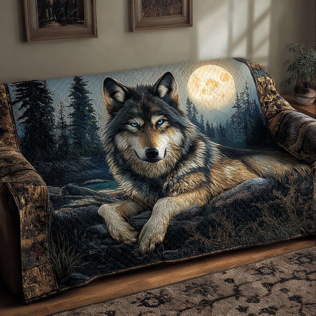 Celestial Wolf Quilted Sofa Cover NCU0PT10188 everthome