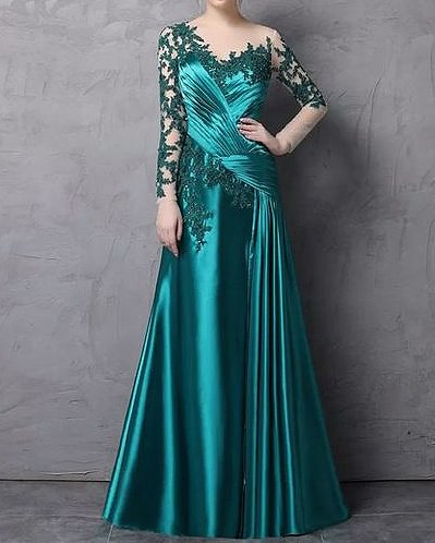 Gown maxi dress satin embroidered brocade