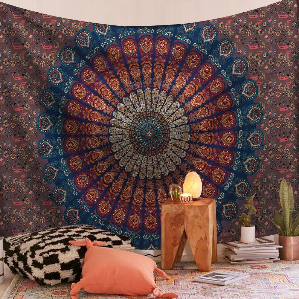 India Mandala Tapestry Wall Hanging Boho Decor Wall Cloth Tapestries Psychedelic Hippie Night Moon Tapestry Mandala Wall Carpet