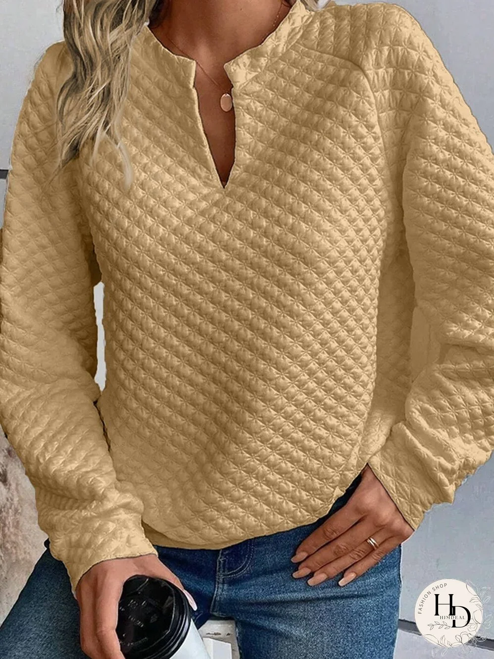 Women's Casual Long Sleeve Quilted Top