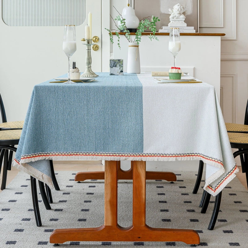 Minimalist Color Block Stripe Polyester Tablecloths