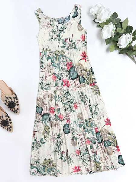 Oversized Floral Print Cotton Cami Dress
