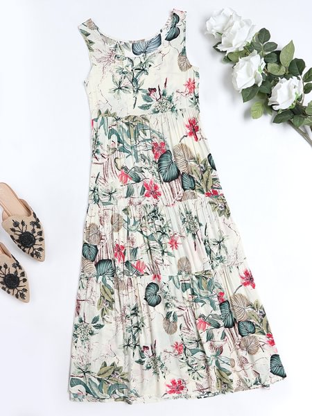 Oversized Floral Print Cotton Cami Dress - BlackFridayBuys