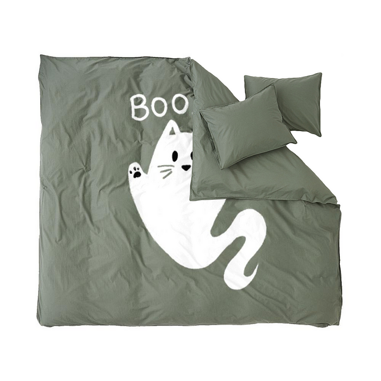 Spooky Cat Ghost, Halloween Duvet Cover Set