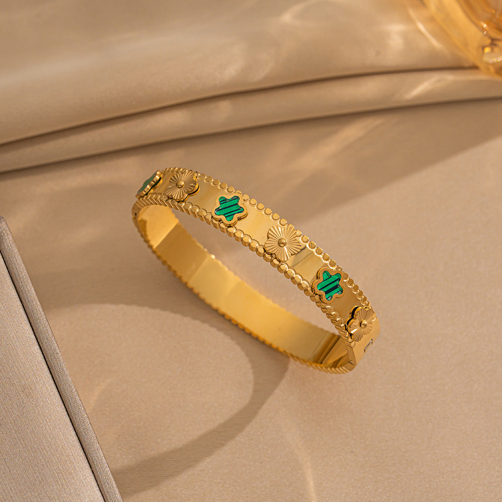 Fashion Flower Titanium Steel Bracelet Niche Design Five-Leaf Flower Hot-Selling Stainless Steel Bracelet Female Jewelry