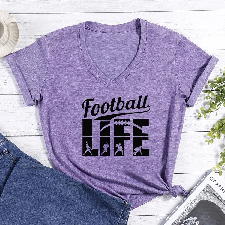 Football Life V-neck T Shirt-Annaletters