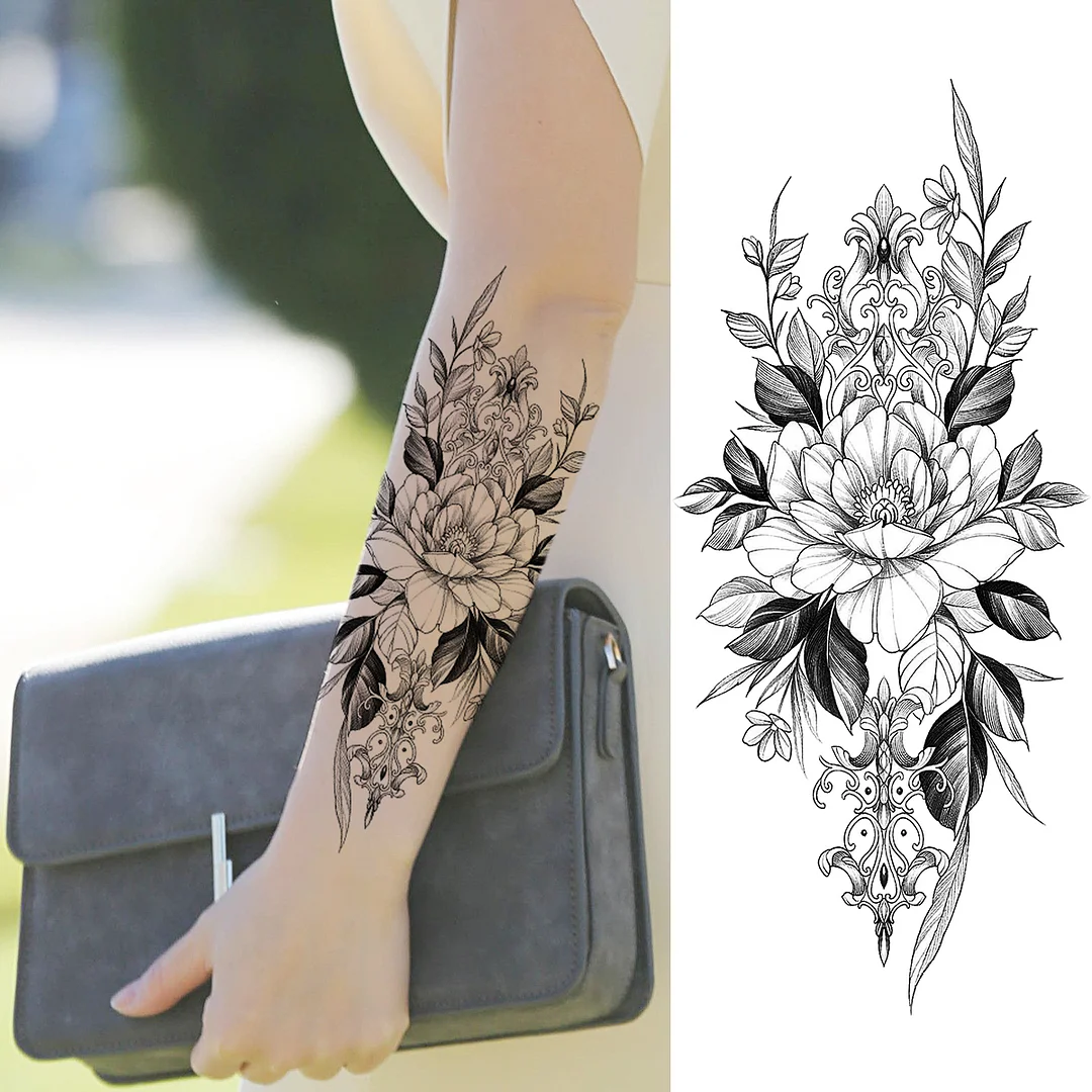 Sdrawing Jellyfish Daisy Temporary Tattoos For Women Adult Girl Rose Flower Anchor Fake Tattoo Arm Thigh Legs Washable Tatoo