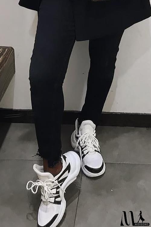 MidiSono - Chunky Mesh Two Tone Lace Up Sneakers