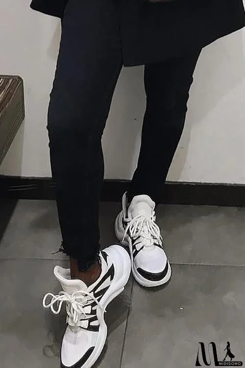 MidiSono - Chunky Mesh Two Tone Lace Up Sneakers