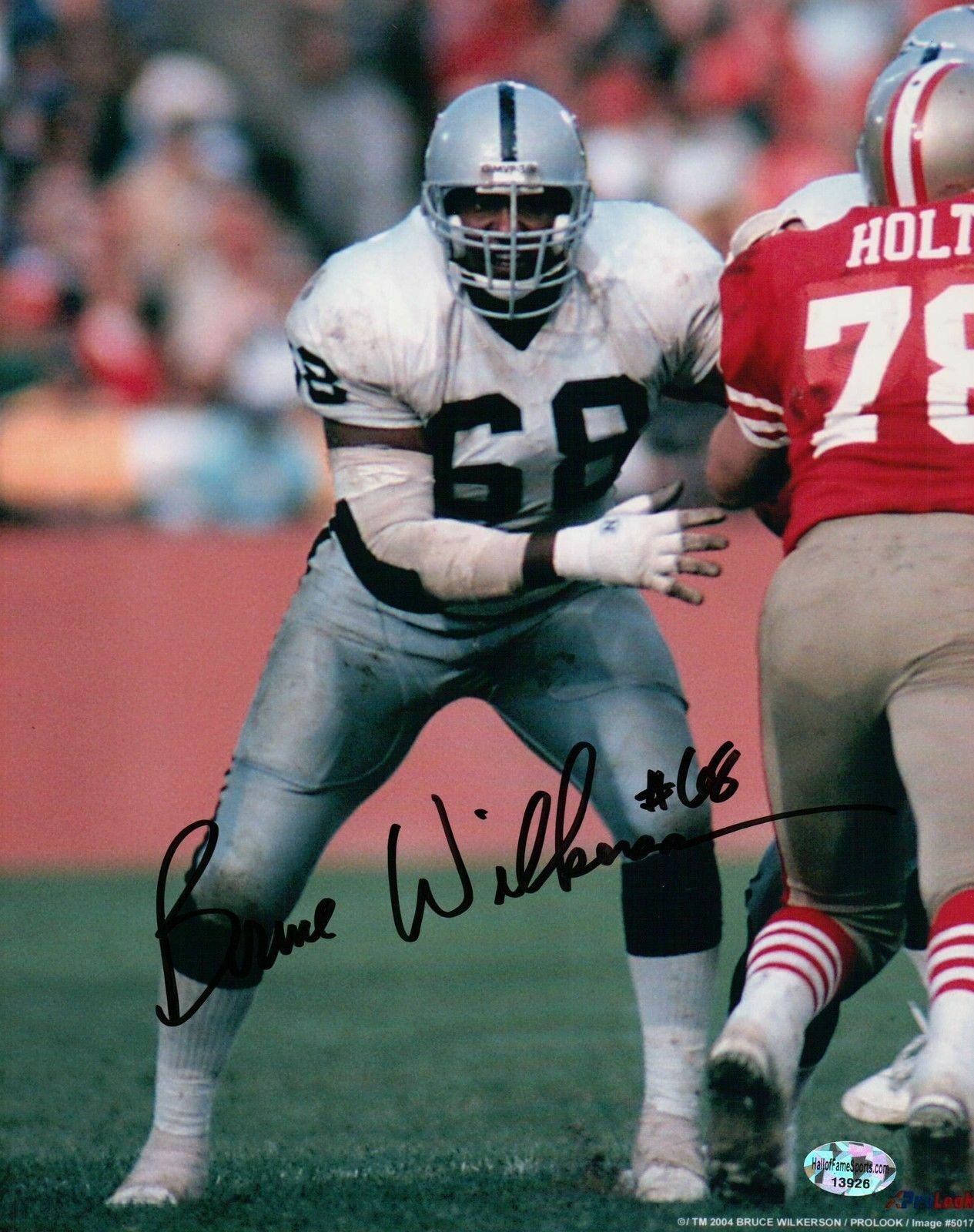 Bruce Wilkerson Signed 8X10 Photo Poster painting Autograph Raiders vs. 49ers Auto w/COA