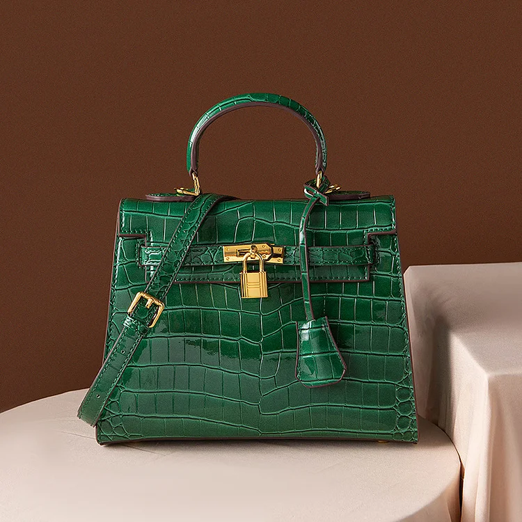 Crocodile pattern vintage cowhide versatile women's handbag single shoulder strap crossbody bag Vocosi VOCOSI