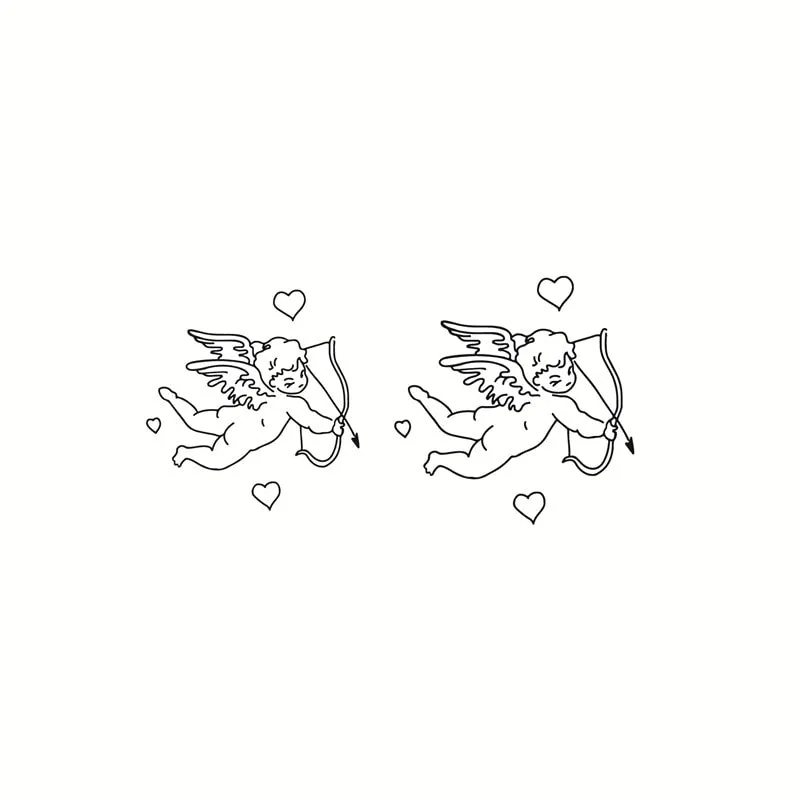Cute Love Angel Waterproof Fake Tattoos for Men Women Body Arm Cupid's Arrow Temporary Tattos Stickers Black Tatoos