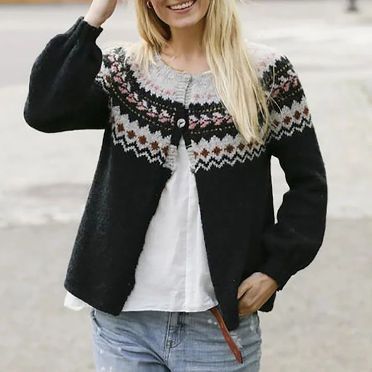Fairman Island Vintage Jacquard Sweater Cardigan