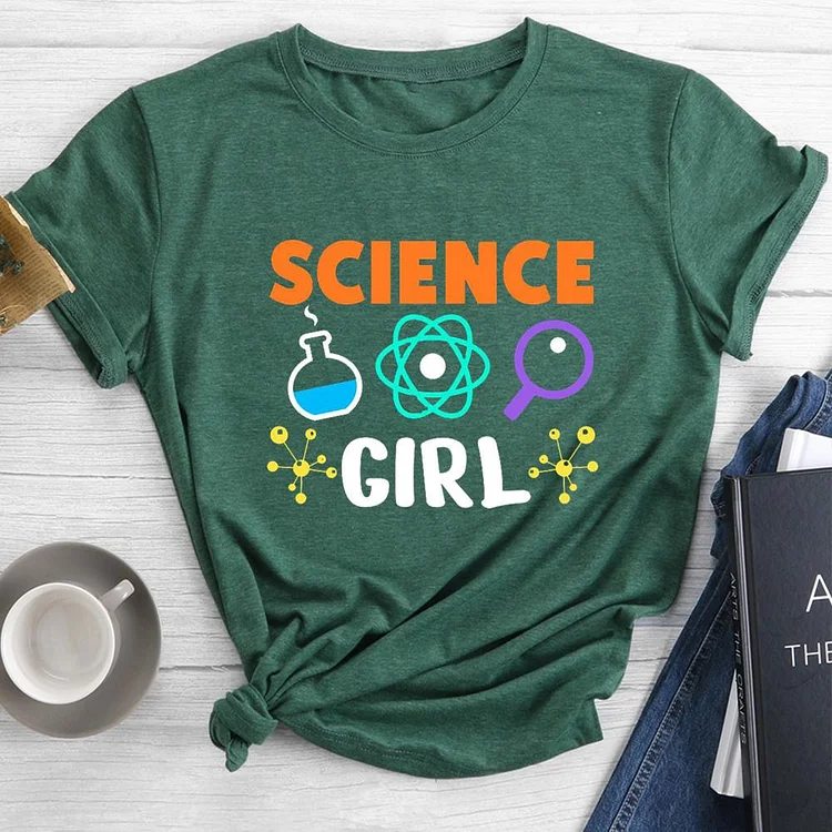 Science Girl Round Neck T-shirt